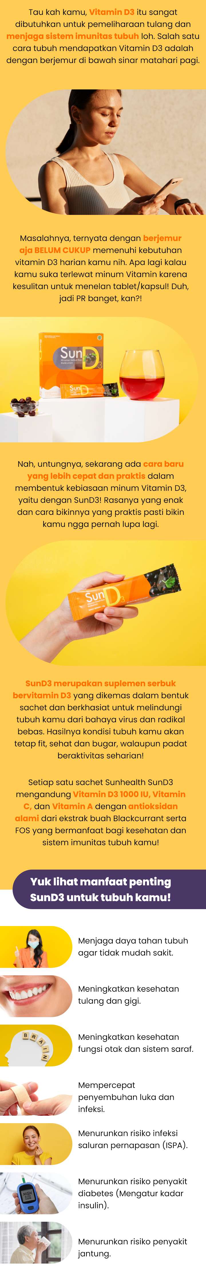 Taukah kamu, Vitamin D3 itu sangat dibutuhkan untuk pemeliharaan tulang dan menjaga sistem imunitas tubuh.